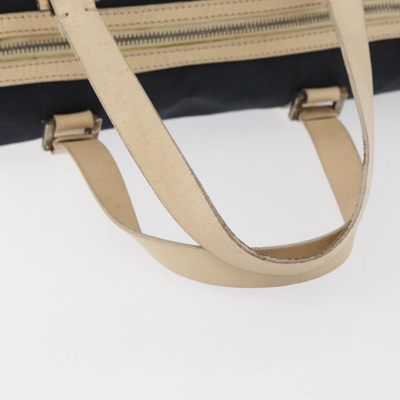 FENDI Boston Bag Canvas Navy Silver Auth ti3849
