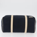 FENDI Boston Bag Canvas Navy Silver Auth ti3849-5