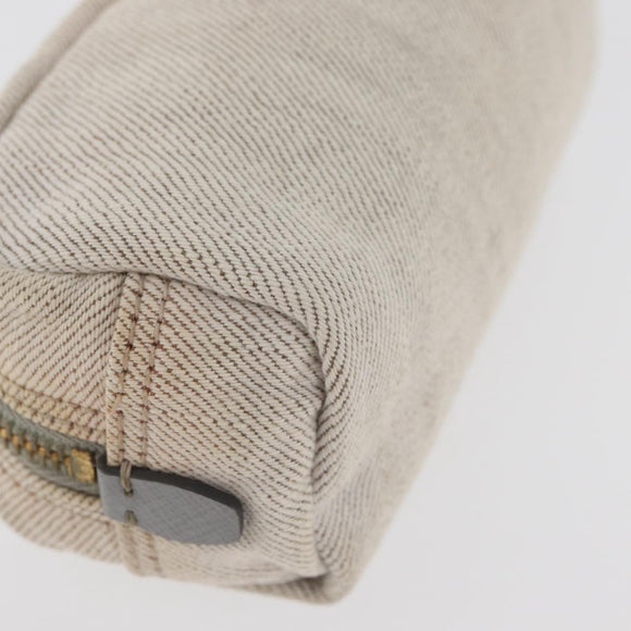 PRADA Pouch Canvas White Gold Auth ti3850