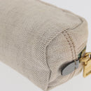 PRADA Pouch Canvas White Gold Auth ti3850-16