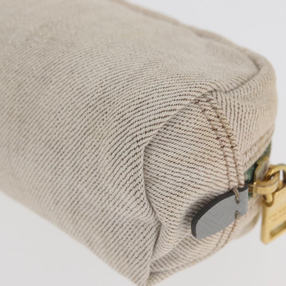 PRADA Pouch Canvas White Gold Auth ti3850