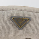 PRADA Pouch Canvas White Gold Auth ti3850-17