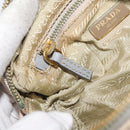 PRADA Pouch Canvas White Gold Auth ti3850-20
