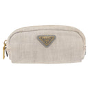 PRADA Pouch Canvas White Gold Auth ti3850-13