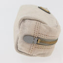 PRADA Pouch Canvas White Gold Auth ti3850-3