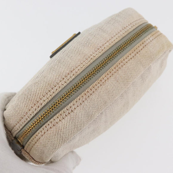 PRADA Pouch Canvas White Gold Auth ti3850