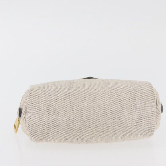 PRADA Pouch Canvas White Gold Auth ti3850