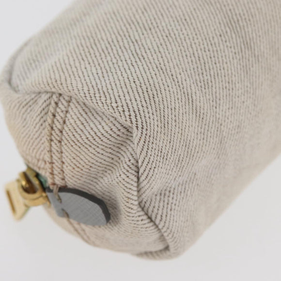 PRADA Pouch Canvas White Gold Auth ti3850