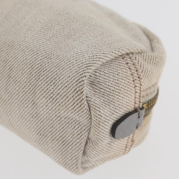 PRADA Pouch Canvas White Gold Auth ti3850