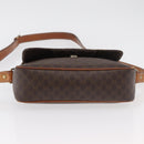 CELINE Macadam Canvas Circle Shoulder Bag PVC Leather Brown Gold Auth ti3851-10
