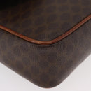 CELINE Macadam Canvas Circle Shoulder Bag PVC Leather Brown Gold Auth ti3851-11