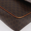 CELINE Macadam Canvas Circle Shoulder Bag PVC Leather Brown Gold Auth ti3851-12