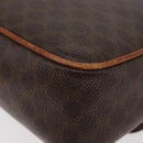 CELINE Macadam Canvas Circle Shoulder Bag PVC Leather Brown Gold Auth ti3851-14
