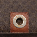 CELINE Macadam Canvas Circle Shoulder Bag PVC Leather Brown Gold Auth ti3851-15