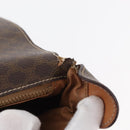 CELINE Macadam Canvas Circle Shoulder Bag PVC Leather Brown Gold Auth ti3851-17
