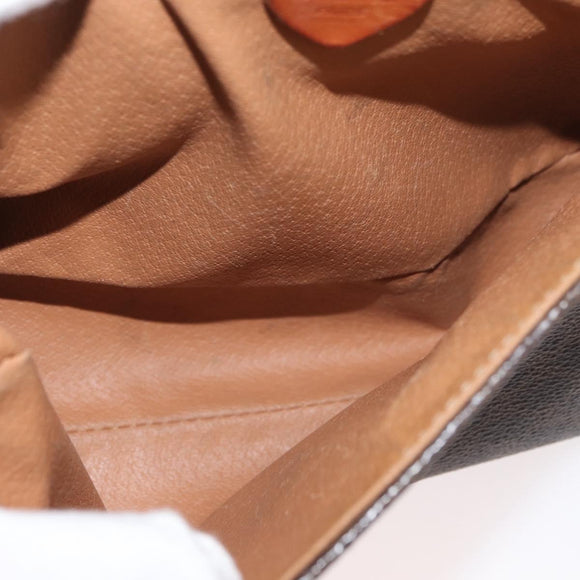 CELINE Macadam Canvas Circle Shoulder Bag PVC Leather Brown Gold Auth ti3851