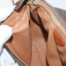 CELINE Macadam Canvas Circle Shoulder Bag PVC Leather Brown Gold Auth ti3851-21