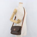 CELINE Macadam Canvas Circle Shoulder Bag PVC Leather Brown Gold Auth ti3851-25