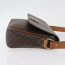 CELINE Macadam Canvas Circle Shoulder Bag PVC Leather Brown Gold Auth ti3851-4