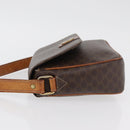 CELINE Macadam Canvas Circle Shoulder Bag PVC Leather Brown Gold Auth ti3851-5