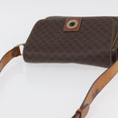 CELINE Macadam Canvas Circle Shoulder Bag PVC Leather Brown Gold Auth ti3851-6