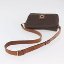 CELINE Macadam Canvas Circle Shoulder Bag PVC Leather Brown Gold Auth ti3851-7