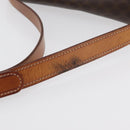 CELINE Macadam Canvas Circle Shoulder Bag PVC Leather Brown Gold Auth ti3851-8