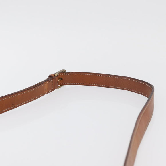 CELINE Macadam Canvas Circle Shoulder Bag PVC Leather Brown Gold Auth ti3851