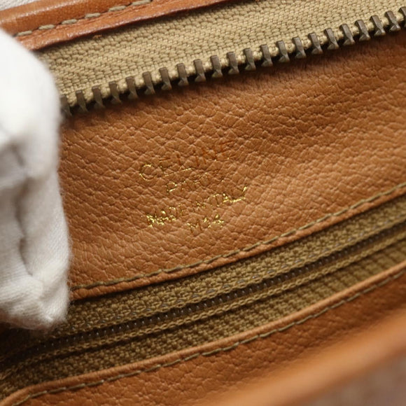 CELINE Macadam Canvas Pouch PVC Leather 2 Set Brown Auth ti3852