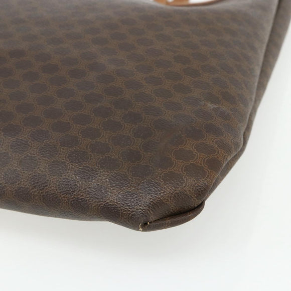 CELINE Macadam Canvas Tote Bag PVC Leather Brown Gold Auth ti3853