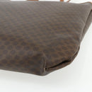 CELINE Macadam Canvas Tote Bag PVC Leather Brown Gold Auth ti3853-15