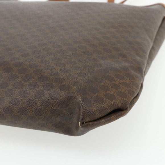CELINE Macadam Canvas Tote Bag PVC Leather Brown Gold Auth ti3853