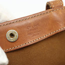 CELINE Macadam Canvas Tote Bag PVC Leather Brown Gold Auth ti3853-12