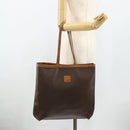 CELINE Macadam Canvas Tote Bag PVC Leather Brown Gold Auth ti3853-18