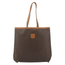 CELINE Macadam Canvas Tote Bag PVC Leather Brown Gold Auth ti3853-13