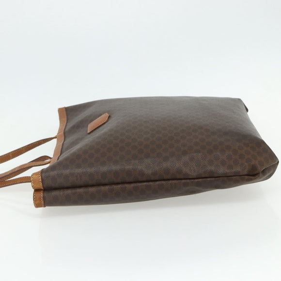 CELINE Macadam Canvas Tote Bag PVC Leather Brown Gold Auth ti3853