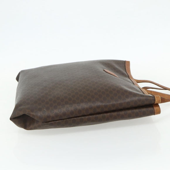 CELINE Macadam Canvas Tote Bag PVC Leather Brown Gold Auth ti3853