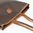 CELINE Macadam Canvas Tote Bag PVC Leather Brown Gold Auth ti3853-6