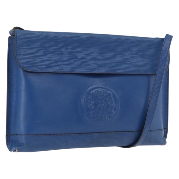 FENDI Shoulder Bag Leather Blue gold Auth ti3855