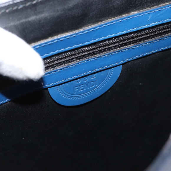 FENDI Shoulder Bag Leather Blue gold Auth ti3855