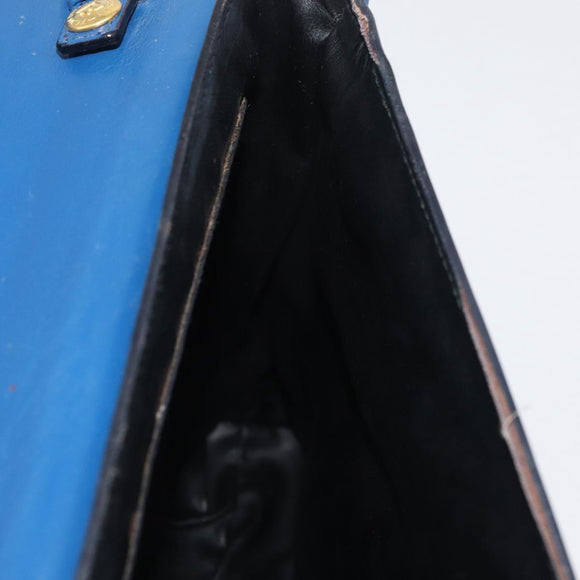 FENDI Shoulder Bag Leather Blue gold Auth ti3855