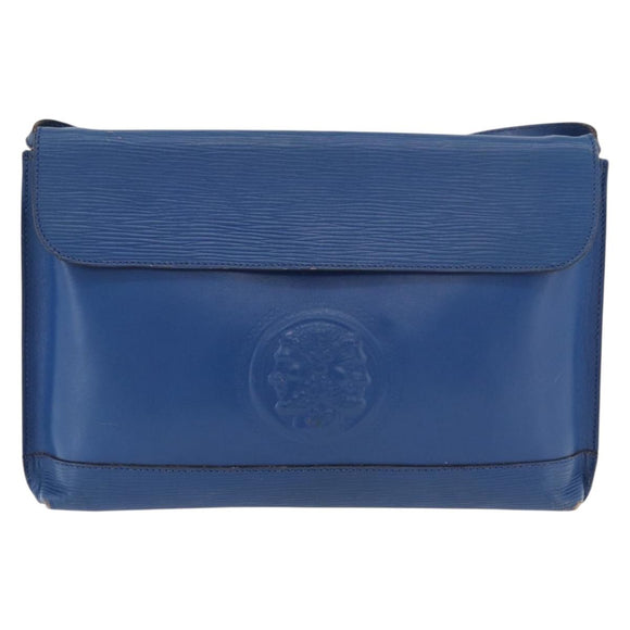 FENDI Shoulder Bag Leather Blue gold Auth ti3855