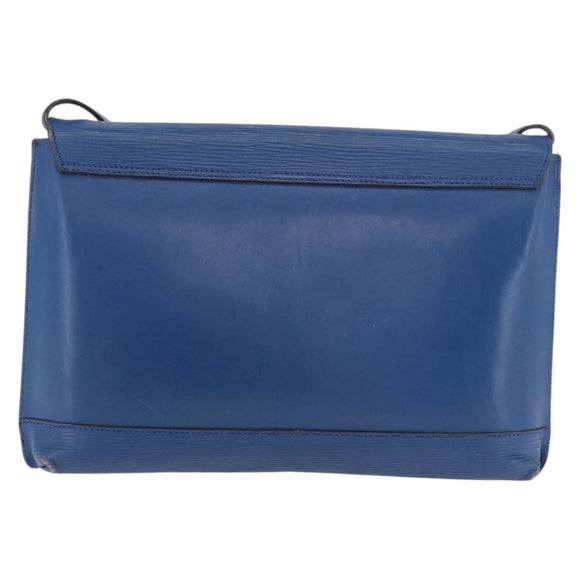 FENDI Shoulder Bag Leather Blue gold Auth ti3855