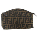 FENDI Zucca Canvas Hand Bag Brown Black Auth ti3856-1