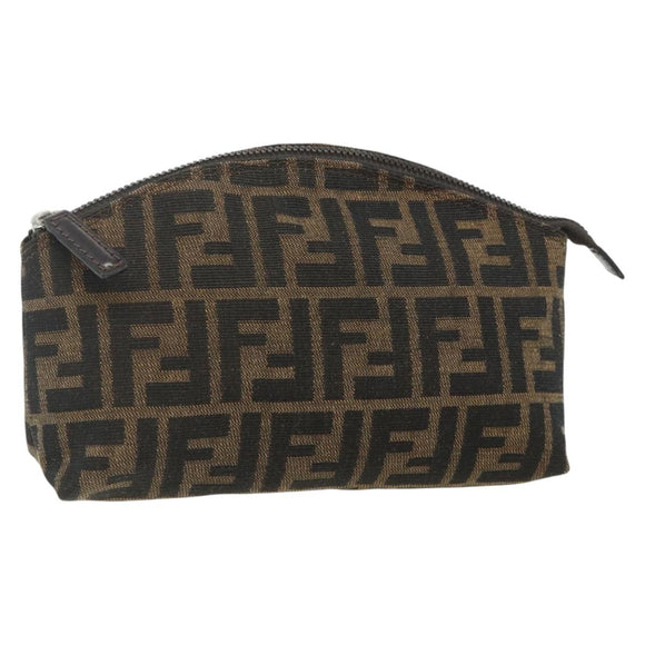 FENDI Zucca Canvas Hand Bag Brown Black Auth ti3856