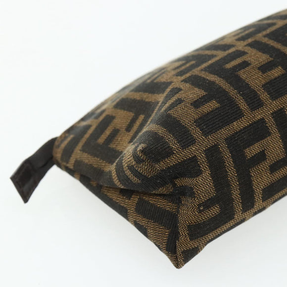 FENDI Zucca Canvas Hand Bag Brown Black Auth ti3856