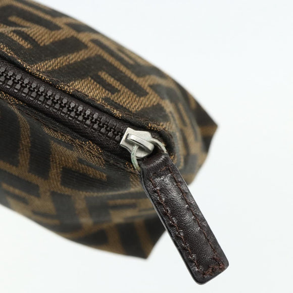 FENDI Zucca Canvas Hand Bag Brown Black Auth ti3856