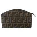 FENDI Zucca Canvas Hand Bag Brown Black Auth ti3856-13