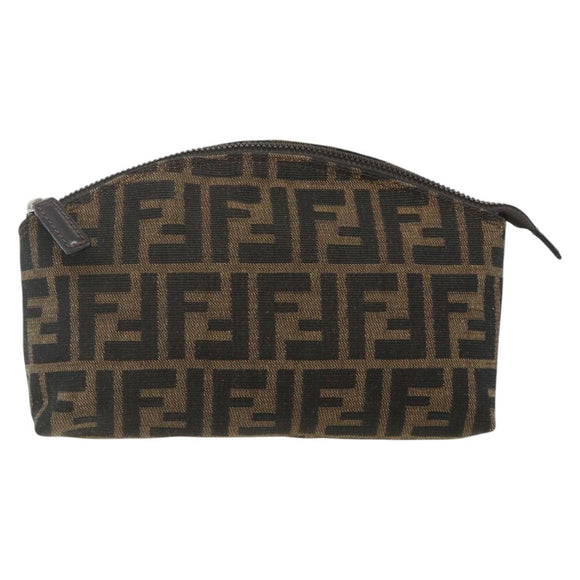 FENDI Zucca Canvas Hand Bag Brown Black Auth ti3856