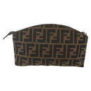 FENDI Zucca Canvas Hand Bag Brown Black Auth ti3856-2